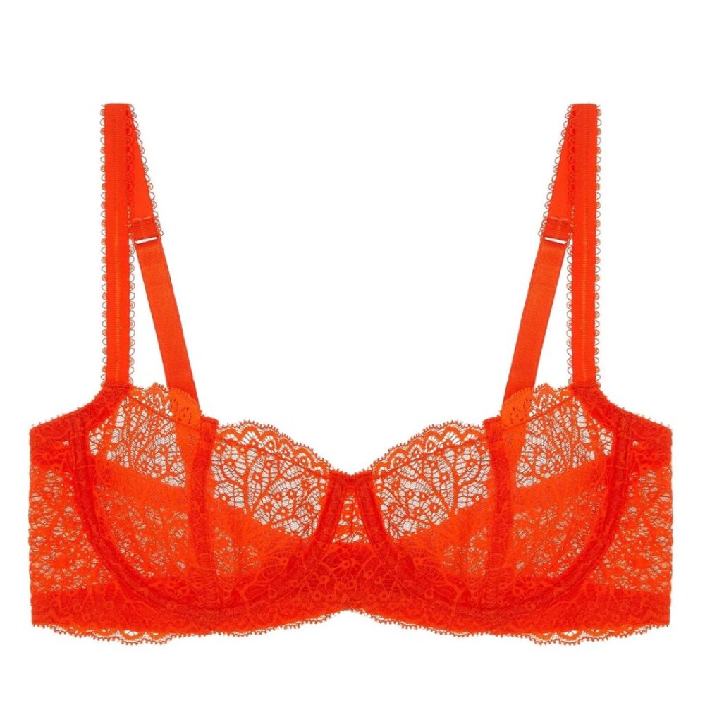 Scalloped Lace Underwire Bra in Vibrant Orange
